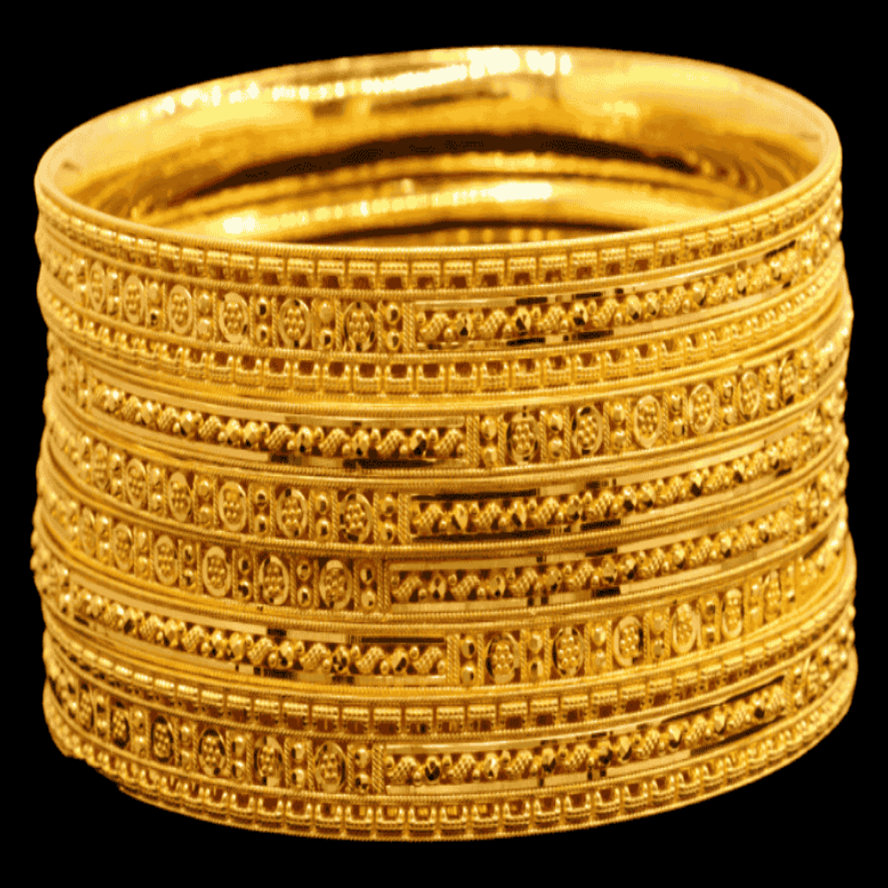22K Gold Bangle Set (L)